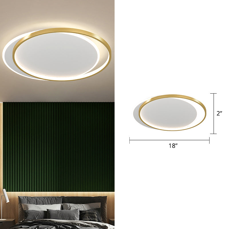 Halo Ring LED Flush Mount Light Simplicity Metal Bedroom Ceiling Mounted Fixture Gold 18" White Clearhalo 'Ceiling Lights' 'Close To Ceiling Lights' 'Close to ceiling' 'Flush mount' Lighting' 2424152
