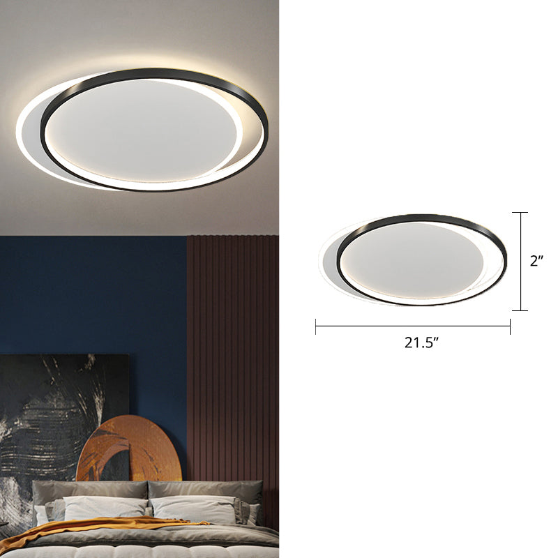 Halo Ring LED Flush Mount Light Simplicity Metal Bedroom Ceiling Mounted Fixture Black 21.5" Third Gear Clearhalo 'Ceiling Lights' 'Close To Ceiling Lights' 'Close to ceiling' 'Flush mount' Lighting' 2424157