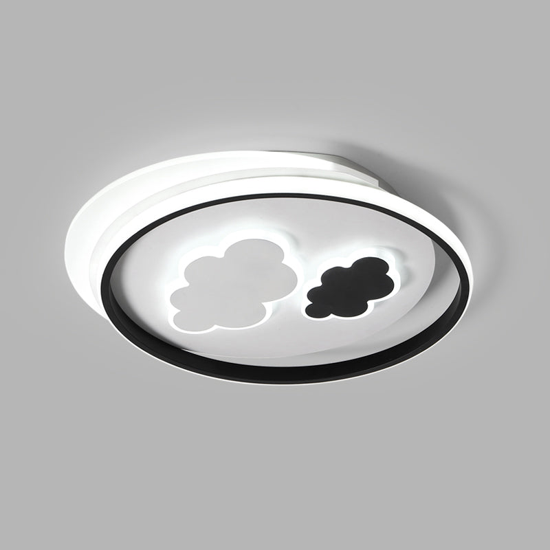 Cloud Child Room Flush Mount Ceiling Light Acrylic Minimalistic LED Flush Light Fixture in Black-White Black-White 18" Clearhalo 'Ceiling Lights' 'Close To Ceiling Lights' 'Close to ceiling' 'Flush mount' Lighting' 2424174