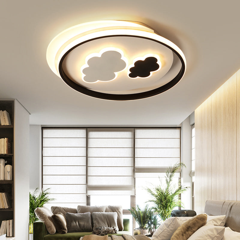 Cloud Child Room Flush Mount Ceiling Light Acrylic Minimalistic LED Flush Light Fixture in Black-White Clearhalo 'Ceiling Lights' 'Close To Ceiling Lights' 'Close to ceiling' 'Flush mount' Lighting' 2424176