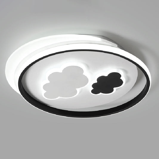 Cloud Child Room Flush Mount Ceiling Light Acrylic Minimalistic LED Flush Light Fixture in Black-White Black-White 21.5" Clearhalo 'Ceiling Lights' 'Close To Ceiling Lights' 'Close to ceiling' 'Flush mount' Lighting' 2424177