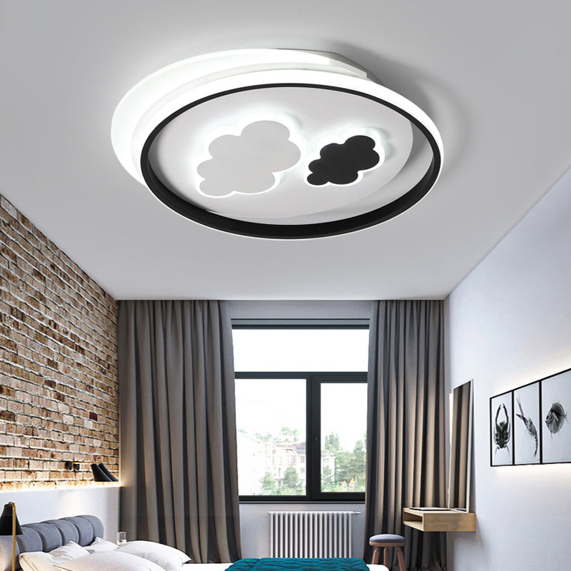 Cloud Child Room Flush Mount Ceiling Light Acrylic Minimalistic LED Flush Light Fixture in Black-White Clearhalo 'Ceiling Lights' 'Close To Ceiling Lights' 'Close to ceiling' 'Flush mount' Lighting' 2424178