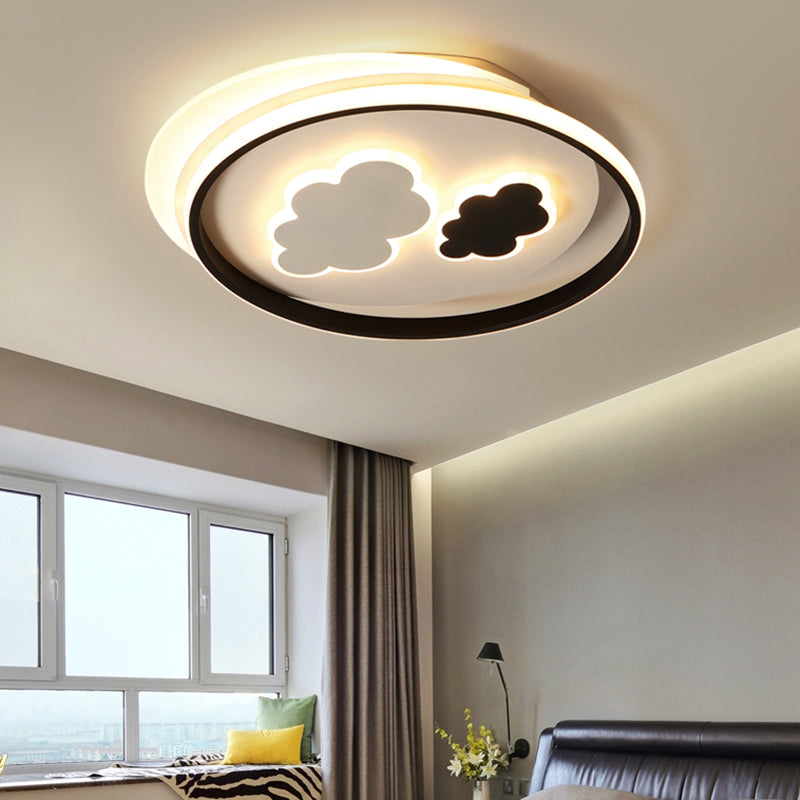 Cloud Child Room Flush Mount Ceiling Light Acrylic Minimalistic LED Flush Light Fixture in Black-White Clearhalo 'Ceiling Lights' 'Close To Ceiling Lights' 'Close to ceiling' 'Flush mount' Lighting' 2424179