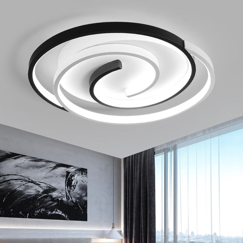 Black and White Swirl Ceiling Light Simple Metal LED Flush Mount Lighting Fixture for Bedroom Clearhalo 'Ceiling Lights' 'Close To Ceiling Lights' 'Close to ceiling' 'Flush mount' Lighting' 2424180