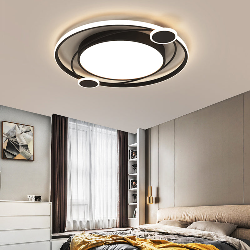 Minimalist Round Ceiling Mounted Fixture Acrylic Bedroom LED Flush Mounted Light in Black Clearhalo 'Ceiling Lights' 'Close To Ceiling Lights' 'Close to ceiling' 'Flush mount' Lighting' 2424187