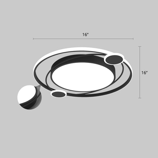 Minimalist Round Ceiling Mounted Fixture Acrylic Bedroom LED Flush Mounted Light in Black Black 16" Clearhalo 'Ceiling Lights' 'Close To Ceiling Lights' 'Close to ceiling' 'Flush mount' Lighting' 2424189