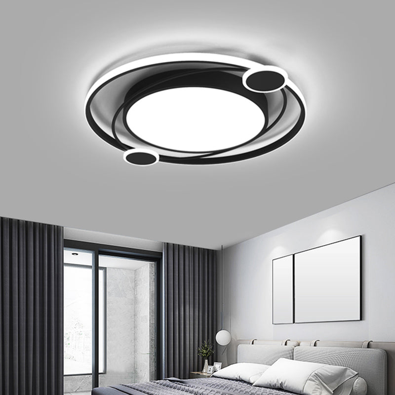 Minimalist Round Ceiling Mounted Fixture Acrylic Bedroom LED Flush Mounted Light in Black Clearhalo 'Ceiling Lights' 'Close To Ceiling Lights' 'Close to ceiling' 'Flush mount' Lighting' 2424190