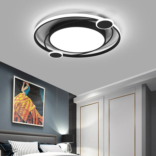 Minimalist Round Ceiling Mounted Fixture Acrylic Bedroom LED Flush Mounted Light in Black Clearhalo 'Ceiling Lights' 'Close To Ceiling Lights' 'Close to ceiling' 'Flush mount' Lighting' 2424192