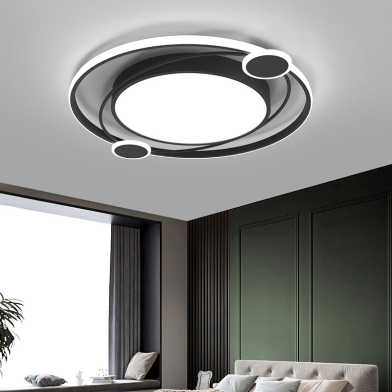 Minimalist Round Ceiling Mounted Fixture Acrylic Bedroom LED Flush Mounted Light in Black Clearhalo 'Ceiling Lights' 'Close To Ceiling Lights' 'Close to ceiling' 'Flush mount' Lighting' 2424193