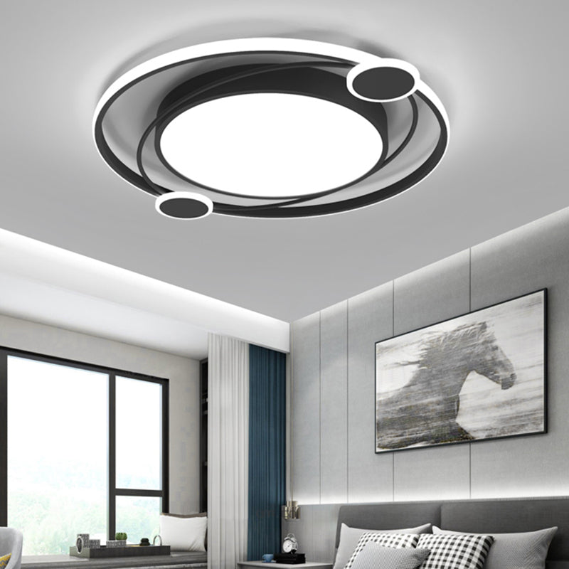 Minimalist Round Ceiling Mounted Fixture Acrylic Bedroom LED Flush Mounted Light in Black Clearhalo 'Ceiling Lights' 'Close To Ceiling Lights' 'Close to ceiling' 'Flush mount' Lighting' 2424194