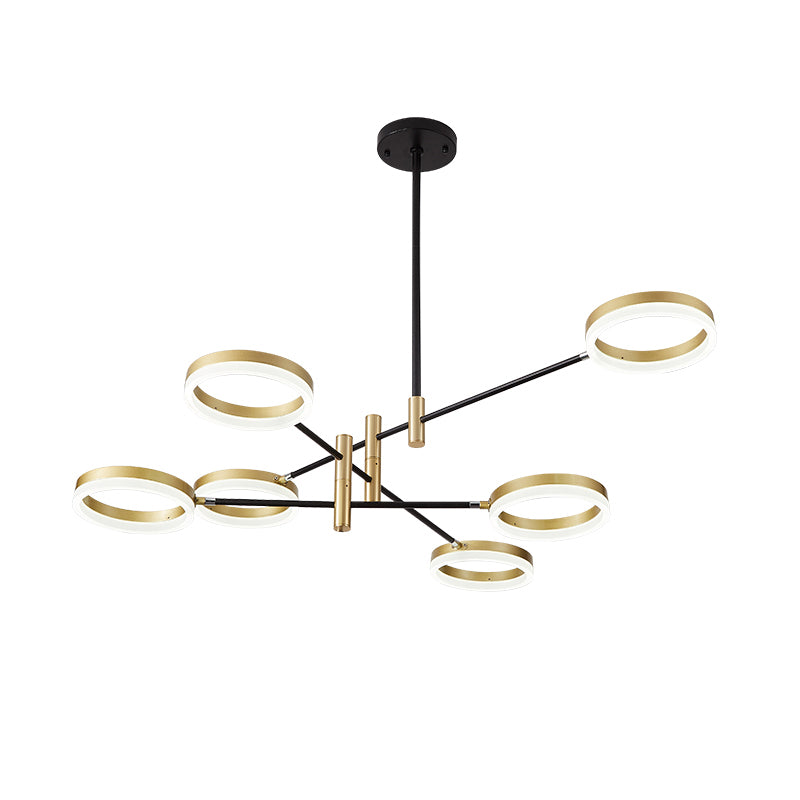 Adjustable Ring Chandelier Postmodern Acrylic Living Room LED Hanging Light in Black-Gold Clearhalo 'Ceiling Lights' 'Chandeliers' 'Modern Chandeliers' 'Modern' Lighting' 2424202