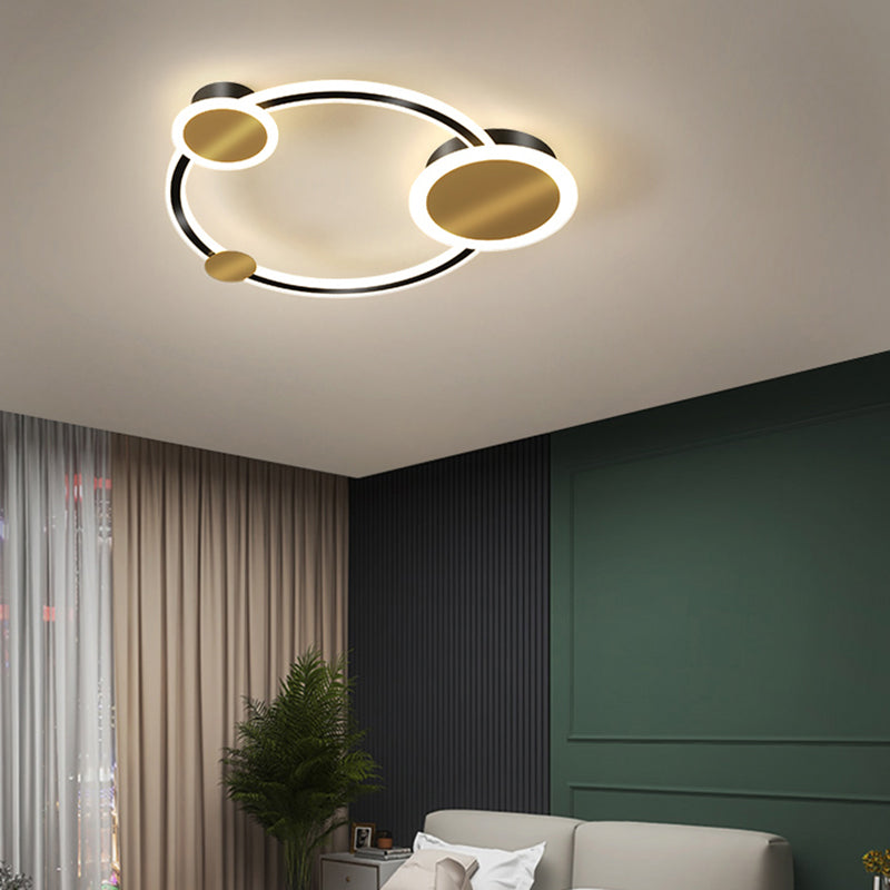 Acrylic Loop Shaped Flushmount Light Simplicity LED Gold Finish Ceiling Fixture for Bedroom Gold Fillet Clearhalo 'Ceiling Lights' 'Close To Ceiling Lights' 'Close to ceiling' 'Flush mount' Lighting' 2424204