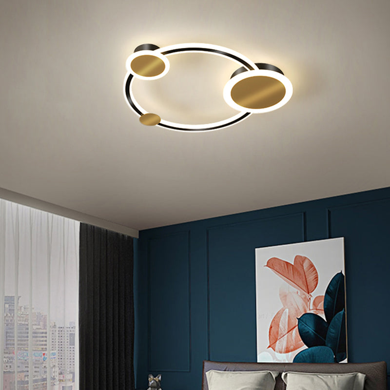 Acrylic Loop Shaped Flushmount Light Simplicity LED Gold Finish Ceiling Fixture for Bedroom Clearhalo 'Ceiling Lights' 'Close To Ceiling Lights' 'Close to ceiling' 'Flush mount' Lighting' 2424205