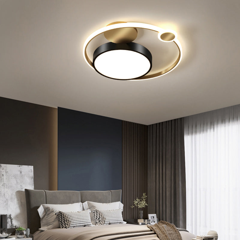Acrylic Loop Shaped Flushmount Light Simplicity LED Gold Finish Ceiling Fixture for Bedroom Clearhalo 'Ceiling Lights' 'Close To Ceiling Lights' 'Close to ceiling' 'Flush mount' Lighting' 2424208