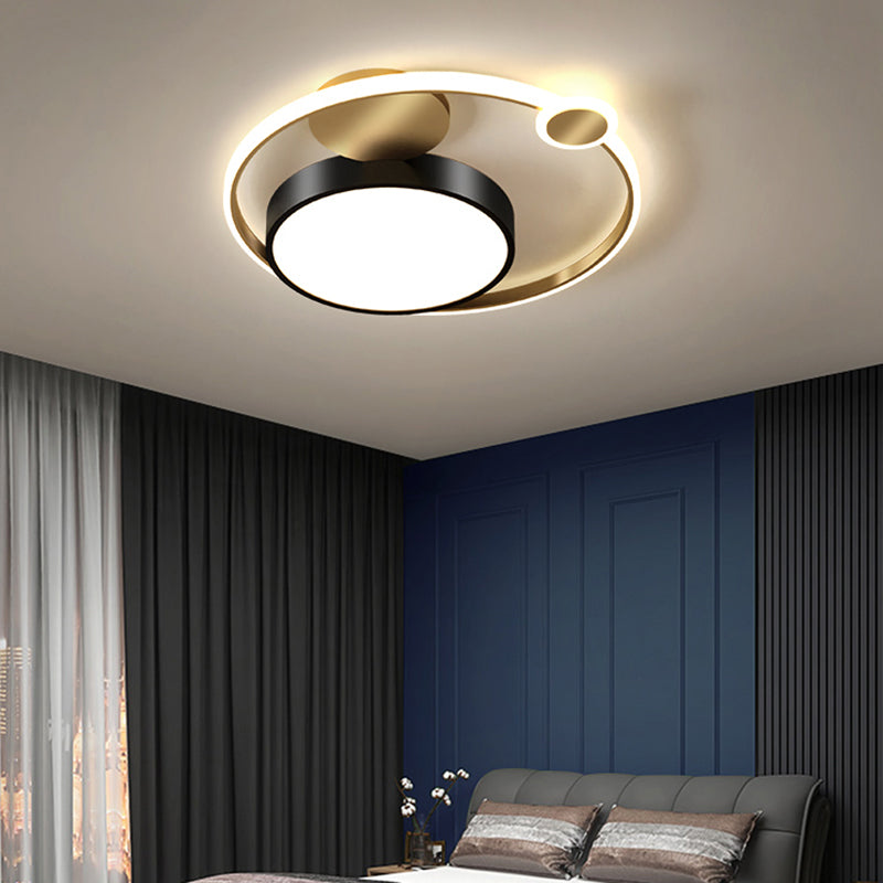 Acrylic Loop Shaped Flushmount Light Simplicity LED Gold Finish Ceiling Fixture for Bedroom Gold Round Clearhalo 'Ceiling Lights' 'Close To Ceiling Lights' 'Close to ceiling' 'Flush mount' Lighting' 2424211