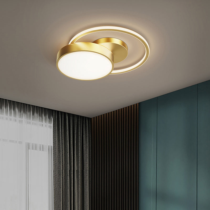 Acrylic Loop Shaped Flushmount Light Simplicity LED Gold Finish Ceiling Fixture for Bedroom Gold Circle Clearhalo 'Ceiling Lights' 'Close To Ceiling Lights' 'Close to ceiling' 'Flush mount' Lighting' 2424212