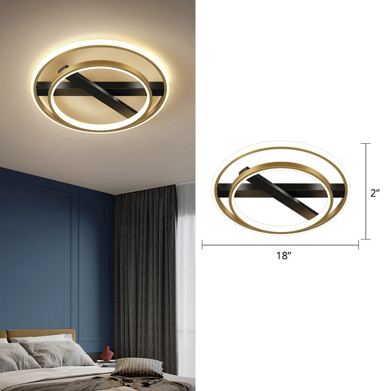 Acrylic Loop Shaped Flushmount Light Simplicity LED Gold Finish Ceiling Fixture for Bedroom Gold White Double Circle Clearhalo 'Ceiling Lights' 'Close To Ceiling Lights' 'Close to ceiling' 'Flush mount' Lighting' 2424213
