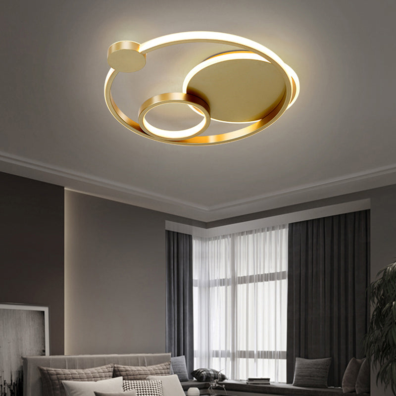 Multi-Ring Flushmount Ceiling Lamp Postmodern Metal Bedroom LED Flush Mount Lighting Gold Clearhalo 'Ceiling Lights' 'Close To Ceiling Lights' 'Close to ceiling' 'Flush mount' Lighting' 2424226