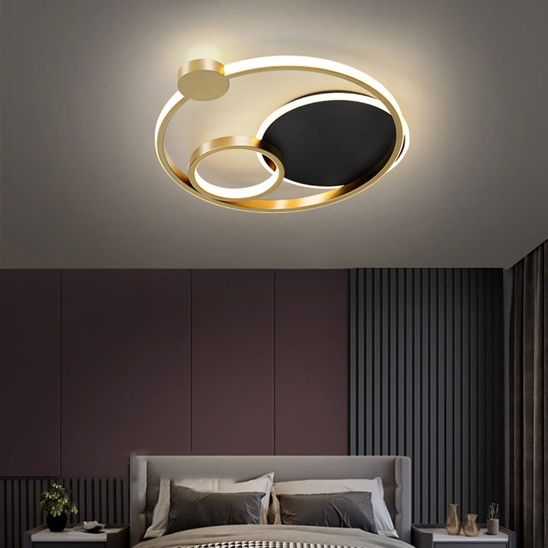 Multi-Ring Flushmount Ceiling Lamp Postmodern Metal Bedroom LED Flush Mount Lighting Gold-Black Clearhalo 'Ceiling Lights' 'Close To Ceiling Lights' 'Close to ceiling' 'Flush mount' Lighting' 2424227