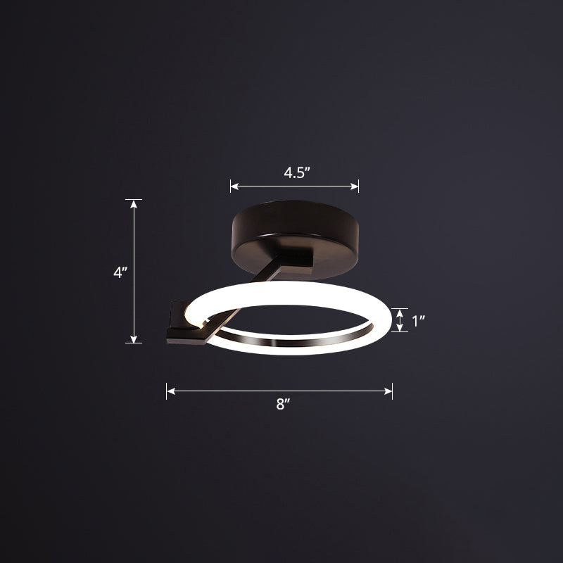 Acrylic Circular Semi Mount Lighting Simplicity LED Ceiling Flush Light for Corridor Black Warm Clearhalo 'Ceiling Lights' 'Close To Ceiling Lights' 'Close to ceiling' 'Pendant Lights' 'Semi-flushmount' 'Tiffany close to ceiling' 'Tiffany' Lighting' 2424238