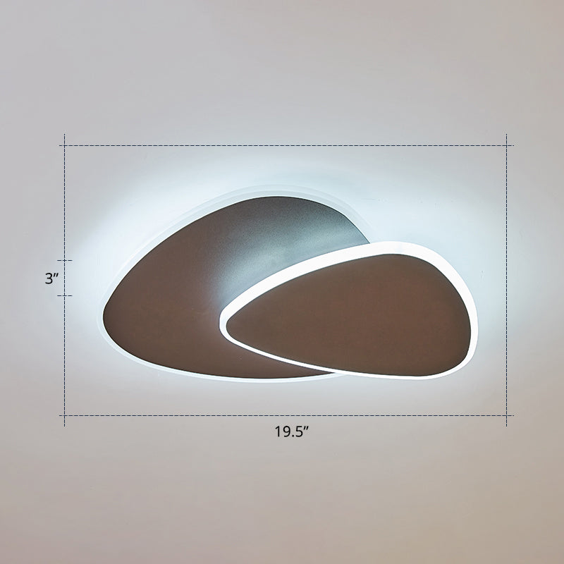 Triangular LED Ceiling Mounted Light Nordic Style Metal Bedroom Flush Light Fixture Coffee 19.5" White Clearhalo 'Ceiling Lights' 'Close To Ceiling Lights' 'Close to ceiling' 'Flush mount' Lighting' 2424253