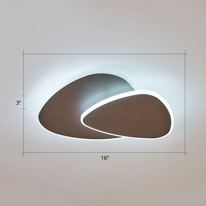 Triangular LED Ceiling Mounted Light Nordic Style Metal Bedroom Flush Light Fixture Coffee 16" White Clearhalo 'Ceiling Lights' 'Close To Ceiling Lights' 'Close to ceiling' 'Flush mount' Lighting' 2424255