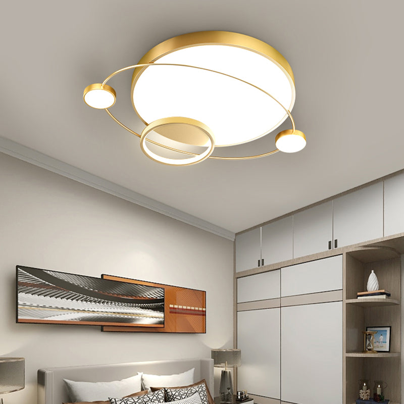 Orbit Shape Bedroom LED Ceiling Lamp Acrylic Minimalistic Flush Mount Lighting Fixture