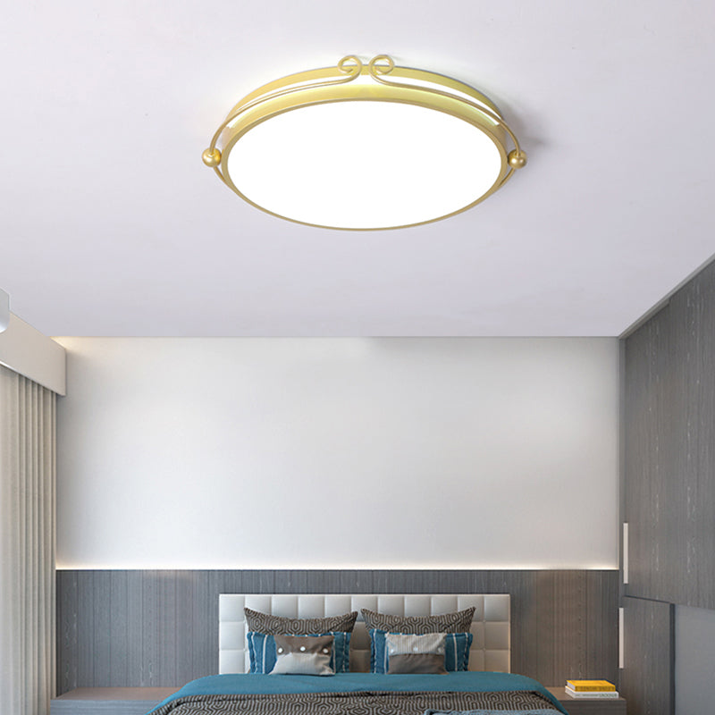 Cartoon Round LED Flush Light Fixture Acrylic Bedroom Ceiling Mounted Light in Gold Gold White Clearhalo 'Ceiling Lights' 'Close To Ceiling Lights' 'Close to ceiling' 'Flush mount' Lighting' 2424295