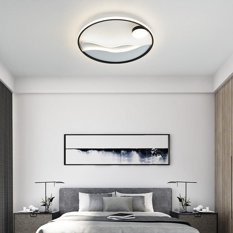 Sunrise and Sea Ceiling Light Artistic Metal Bedroom LED Flush Mount with Halo Ring Clearhalo 'Ceiling Lights' 'Close To Ceiling Lights' 'Close to ceiling' 'Flush mount' Lighting' 2424308