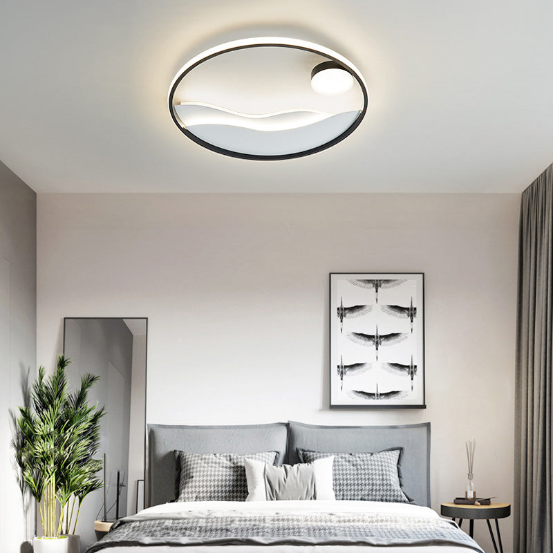 Sunrise and Sea Ceiling Light Artistic Metal Bedroom LED Flush Mount with Halo Ring Clearhalo 'Ceiling Lights' 'Close To Ceiling Lights' 'Close to ceiling' 'Flush mount' Lighting' 2424309