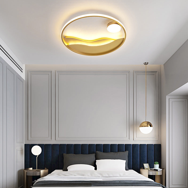 Sunrise and Sea Ceiling Light Artistic Metal Bedroom LED Flush Mount with Halo Ring Clearhalo 'Ceiling Lights' 'Close To Ceiling Lights' 'Close to ceiling' 'Flush mount' Lighting' 2424312