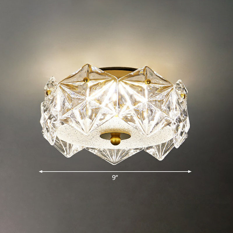 Round LED Surface Mount Ceiling Light Modern Crystal Hexagon Clear Flush Mount Light for Living Room Clear Clearhalo 'Ceiling Lights' 'Close To Ceiling Lights' 'Close to ceiling' 'Semi-flushmount' Lighting' 2424325