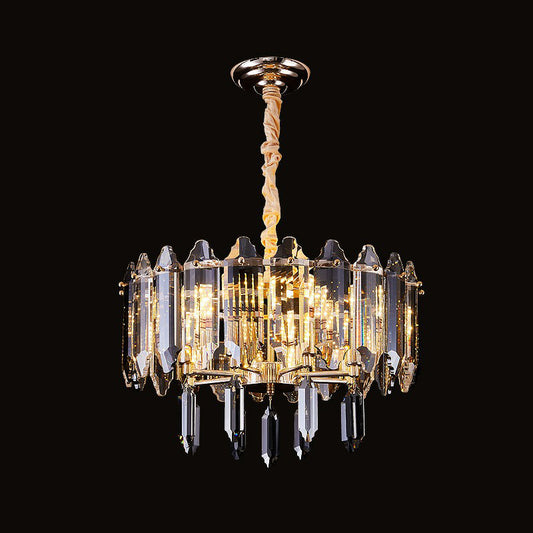 Round Chandelier Light Fixture Minimalist Clear Crystal Living Room Ceiling Suspension Lamp 10 Clear Clearhalo 'Ceiling Lights' 'Chandeliers' 'Clear' 'Industrial' 'Modern Chandeliers' 'Modern' 'Tiffany' 'Traditional Chandeliers' Lighting' 2424346