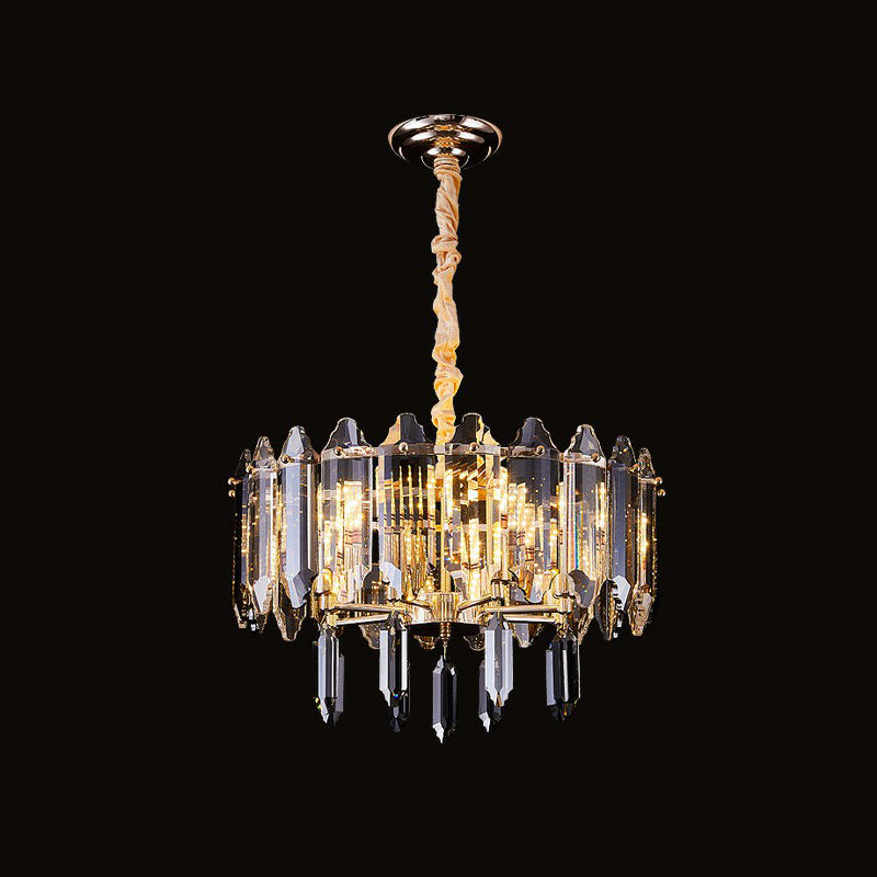 Round Chandelier Light Fixture Minimalist Clear Crystal Living Room Ceiling Suspension Lamp 8 Clear Clearhalo 'Ceiling Lights' 'Chandeliers' 'Clear' 'Industrial' 'Modern Chandeliers' 'Modern' 'Tiffany' 'Traditional Chandeliers' Lighting' 2424352