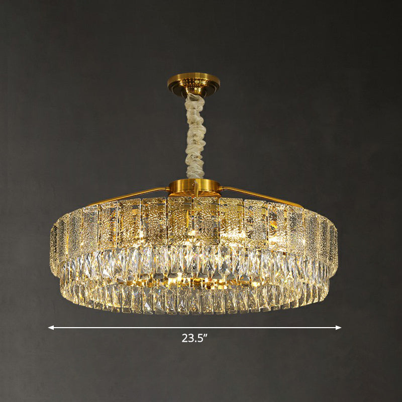 Light Tan Circular Chandelier Lamp Postmodern K9 Crystal Hanging Lamp for Bedroom 10 Light Tan Clearhalo 'Ceiling Lights' 'Chandeliers' 'Modern Chandeliers' 'Modern' Lighting' 2424362