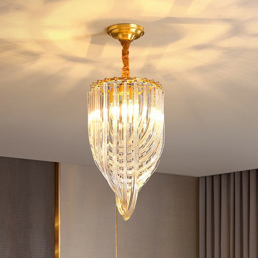 Clear Crystal Curved Tube Chandelier Minimalistic 4-Light Hanging Lamp for Foyer Clearhalo 'Ceiling Lights' 'Chandeliers' 'Clear' 'Industrial' 'Modern Chandeliers' 'Modern' 'Tiffany' 'Traditional Chandeliers' Lighting' 2424373