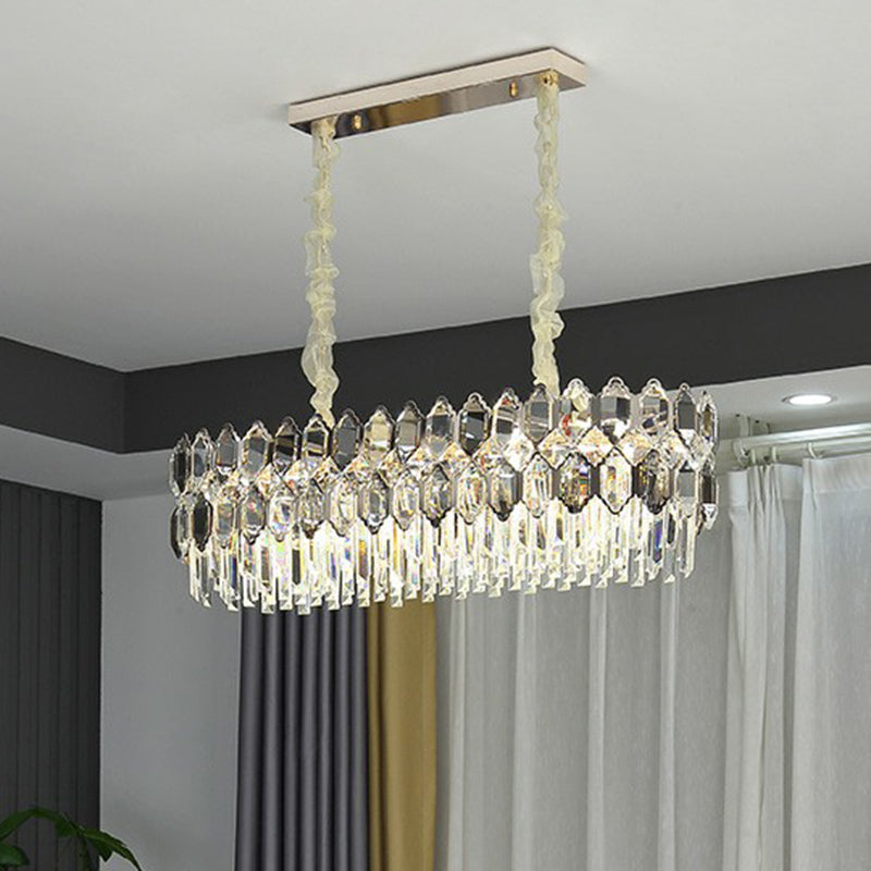Tiered Ceiling Chandelier Modern Luxurious Smoke Grey Crystal Hanging Light for Living Room Clearhalo 'Ceiling Lights' 'Chandeliers' 'Modern Chandeliers' 'Modern' Lighting' 2424399