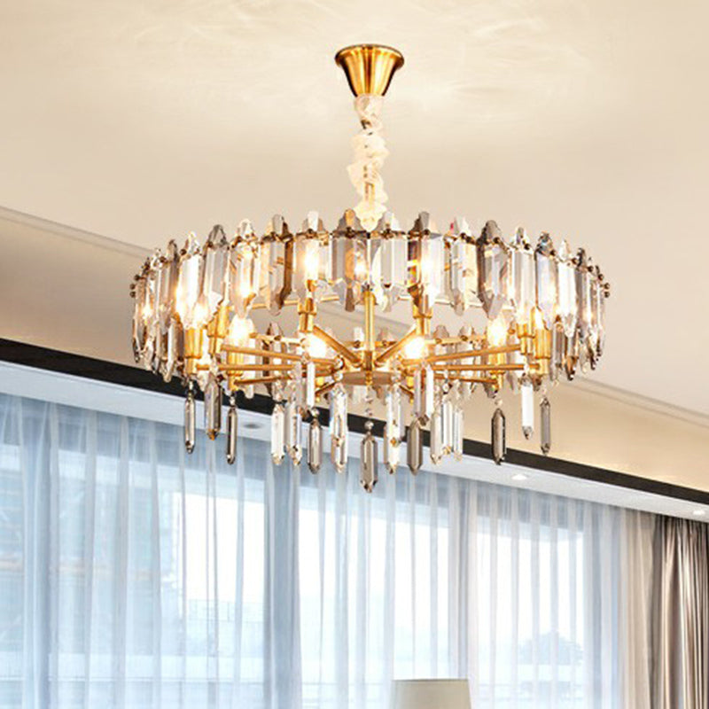 Living Room Suspension Pendant Light Postmodern Chandelier with Loop Clear Crystal Shade Clearhalo 'Ceiling Lights' 'Chandeliers' 'Clear' 'Industrial' 'Modern Chandeliers' 'Modern' 'Tiffany' 'Traditional Chandeliers' Lighting' 2424436