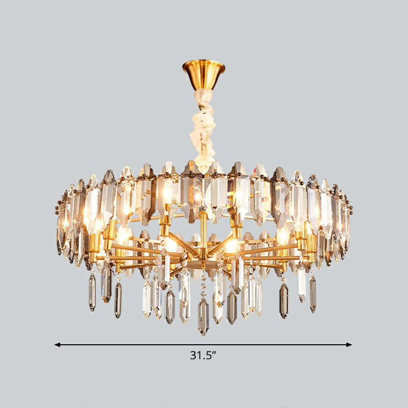 Living Room Suspension Pendant Light Postmodern Chandelier with Loop Clear Crystal Shade 10 Clear Clearhalo 'Ceiling Lights' 'Chandeliers' 'Clear' 'Industrial' 'Modern Chandeliers' 'Modern' 'Tiffany' 'Traditional Chandeliers' Lighting' 2424437