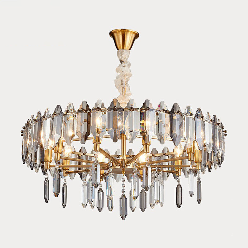Living Room Suspension Pendant Light Postmodern Chandelier with Loop Clear Crystal Shade Clearhalo 'Ceiling Lights' 'Chandeliers' 'Clear' 'Industrial' 'Modern Chandeliers' 'Modern' 'Tiffany' 'Traditional Chandeliers' Lighting' 2424438
