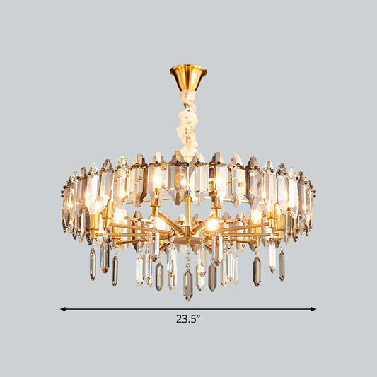 Living Room Suspension Pendant Light Postmodern Chandelier with Loop Clear Crystal Shade 8 Clear Clearhalo 'Ceiling Lights' 'Chandeliers' 'Clear' 'Industrial' 'Modern Chandeliers' 'Modern' 'Tiffany' 'Traditional Chandeliers' Lighting' 2424440