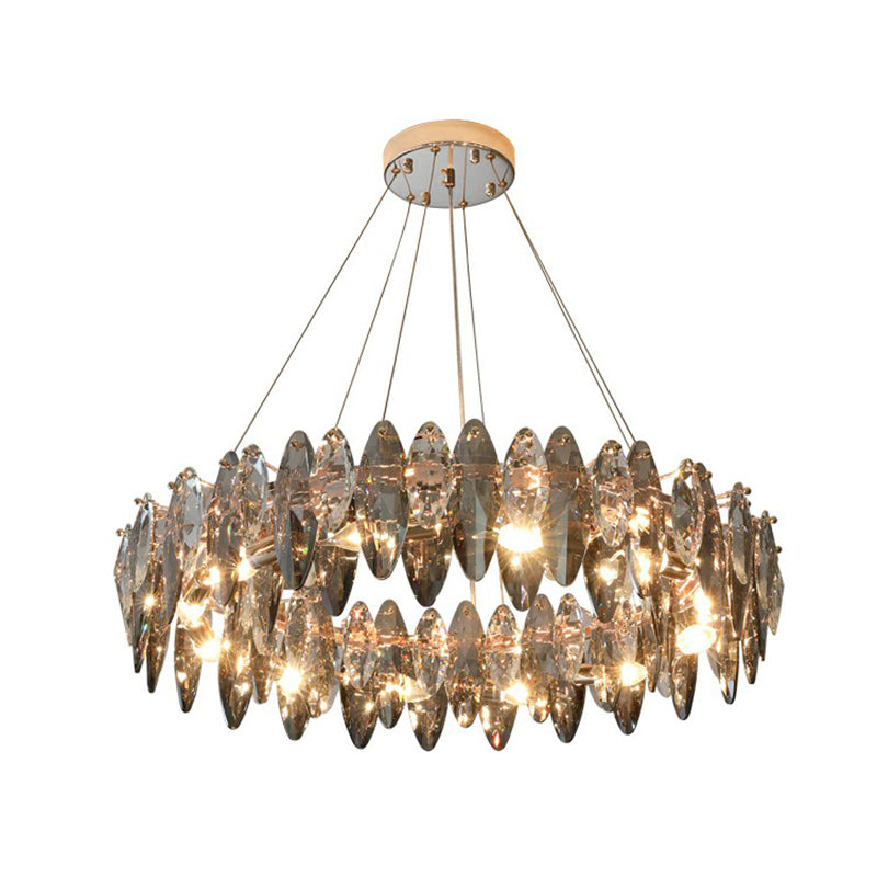 Round Chandelier Minimalist Oval Crystal Clear Pendant Ceiling Light for Restaurant Clearhalo 'Ceiling Lights' 'Chandeliers' 'Clear' 'Industrial' 'Modern Chandeliers' 'Modern' 'Tiffany' 'Traditional Chandeliers' Lighting' 2424451