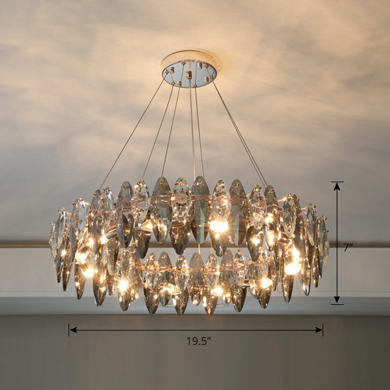 Round Chandelier Minimalist Oval Crystal Clear Pendant Ceiling Light for Restaurant Clearhalo 'Ceiling Lights' 'Chandeliers' 'Clear' 'Industrial' 'Modern Chandeliers' 'Modern' 'Tiffany' 'Traditional Chandeliers' Lighting' 2424452