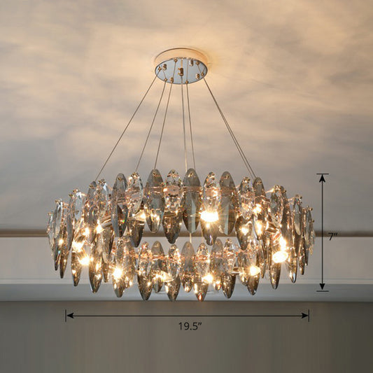 Round Chandelier Minimalist Oval Crystal Clear Pendant Ceiling Light for Restaurant Clearhalo 'Ceiling Lights' 'Chandeliers' 'Clear' 'Industrial' 'Modern Chandeliers' 'Modern' 'Tiffany' 'Traditional Chandeliers' Lighting' 2424452