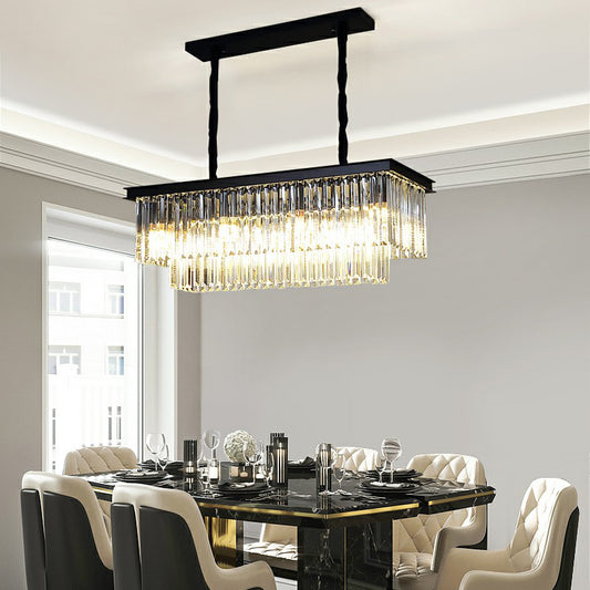 Rectangular Island Light Minimalist Prismatic Crystal Restaurant Hanging Pendant Light Clearhalo 'Ceiling Lights' 'Island Lights' Lighting' 2424472