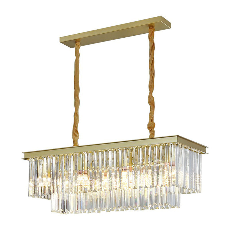 Rectangular Island Light Minimalist Prismatic Crystal Restaurant Hanging Pendant Light Clearhalo 'Ceiling Lights' 'Island Lights' Lighting' 2424474