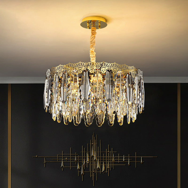 Clear Crystal Leaf Hanging Light Minimalist Chandelier Pendant Light for Bedroom 8 Clear Clearhalo 'Ceiling Lights' 'Chandeliers' 'Clear' 'Industrial' 'Modern Chandeliers' 'Modern' 'Tiffany' 'Traditional Chandeliers' Lighting' 2424479