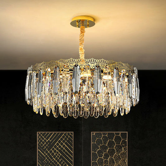 Clear Crystal Leaf Hanging Light Minimalist Chandelier Pendant Light for Bedroom Clearhalo 'Ceiling Lights' 'Chandeliers' 'Clear' 'Industrial' 'Modern Chandeliers' 'Modern' 'Tiffany' 'Traditional Chandeliers' Lighting' 2424481
