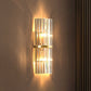 Half Cylinder Shaped Wall Lamp Simplicity Prismatic Crystal 2-Head Brass Sconce Lighting Clearhalo 'Wall Lamps & Sconces' 'Wall Lights' Lighting' 2424486