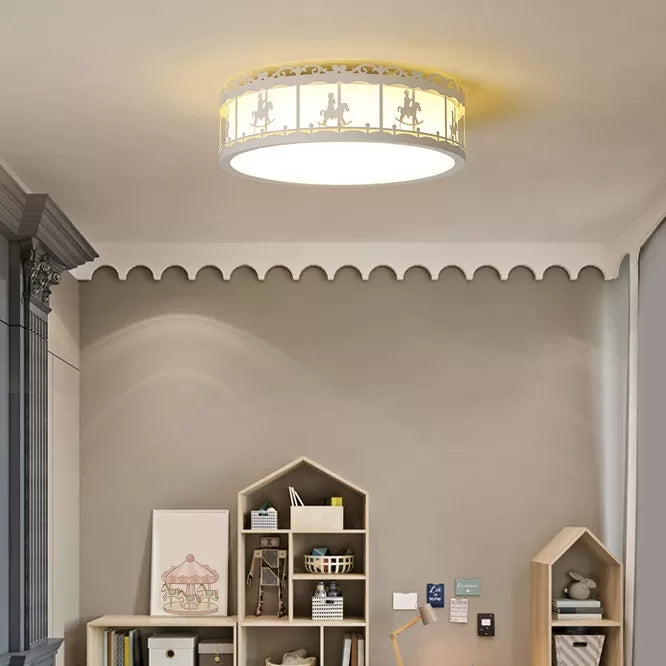 Contemporary Round Ceiling Fixture with Carousel Acrylic Flush Mount Light for Kindergarten Clearhalo 'Ceiling Lights' 'Close To Ceiling Lights' 'Close to ceiling' 'Flush mount' Lighting' 24245